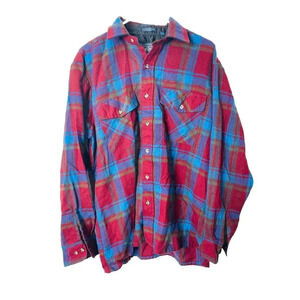 Alpine Trail Mens Button Up Shirt M 15-15.5 Plaid Long Sleeve Casual Lumberjack